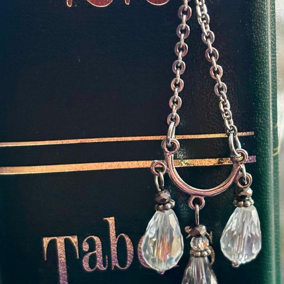 Elegant Black and Silver Bookmark with Crystal and blue Accents upcycled vintage - Picture 6 of 8